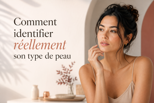 Femme observant son visage dans un intérieur lumineux pour apprendre à identifier réellement son type de peau et adapter sa routine de soins.