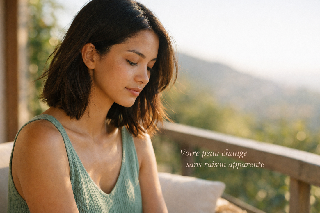 femme observant peau visage variation épaisseur texture lumière naturelle Bellasteria introspection