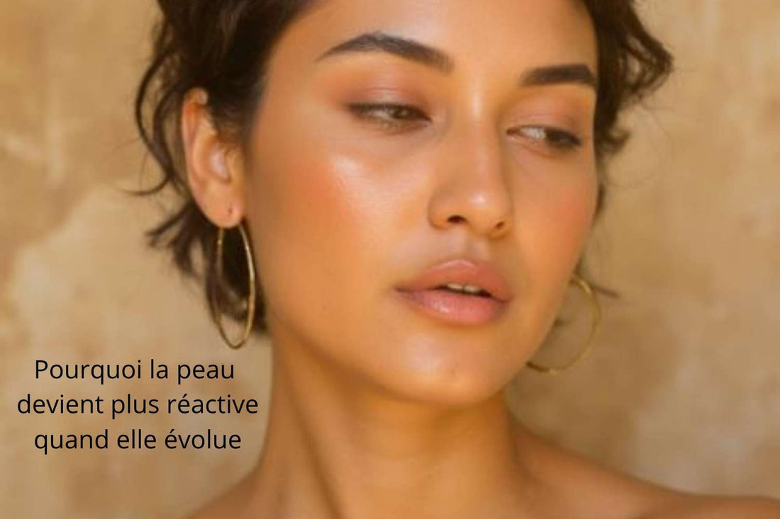 femme peau réactive légère rougeur visage évolution peau compréhension signaux cutanés