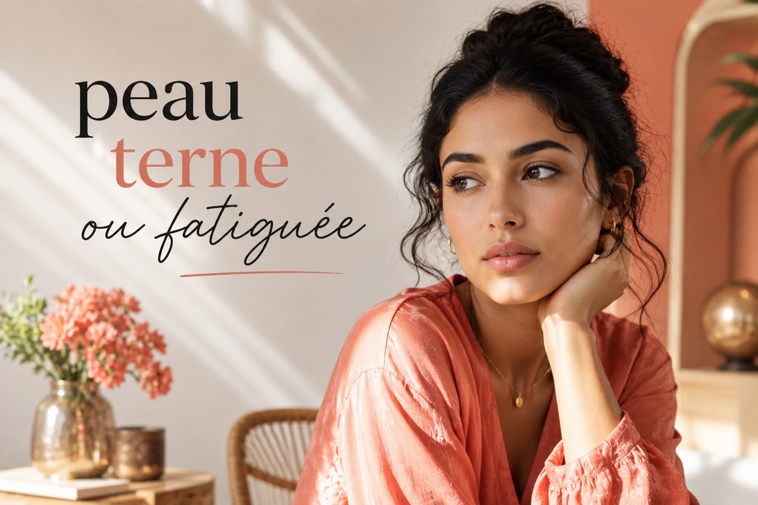 Jeune femme au teint naturel dans un intérieur lumineux illustrant la différence entre une peau terne et une peau fatiguée.