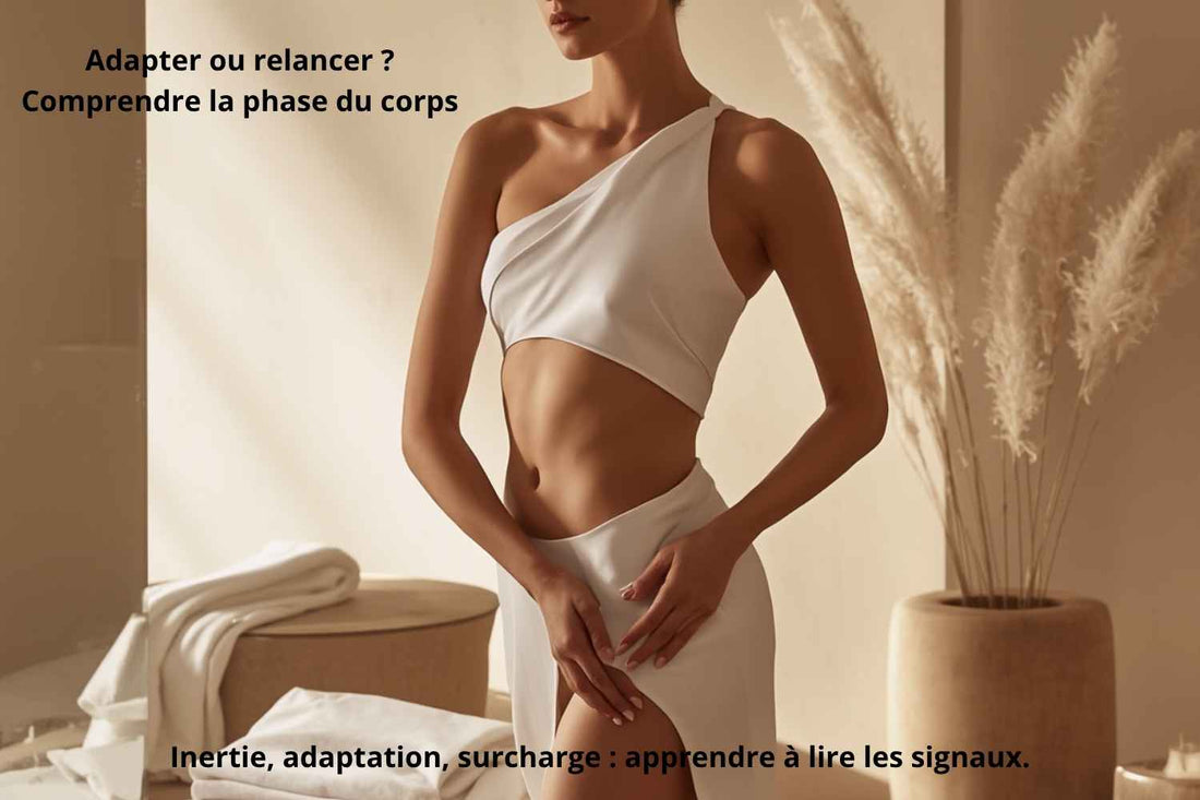 Femme observant une zone du corps pour comprendre si elle est en phase d’adaptation ou d’inertie