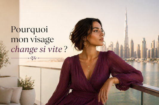 femme moyen orient balcon dubai lumière naturelle visage change rapidement peau perception évolution visage introspection