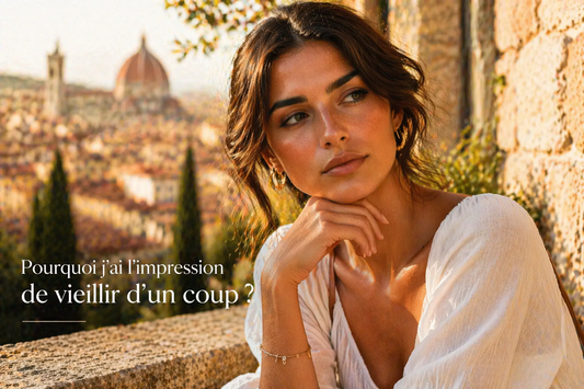 femme italienne robe blanche lumière naturelle florence main menton visage changement perception vieillissement