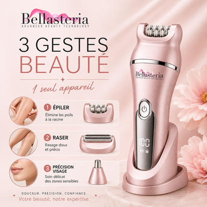 Bella Velvet Touch 3 en 1 Bellasteria avec trois fonctions pour épiler, raser et réaliser les retouches de précision du visage